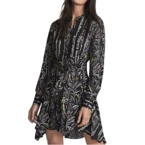 Reiss Lola Printed Dark Academia Dress Womens US 4 Cottagecore Romantic Chic